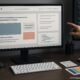Moderner Arbeitsplatz mit Computer, Entwicklungswerkzeugen und Entwickler bei Codeanalyse, betont Webdesign und Troubleshooting