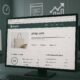 Großer Monitor im Büro zeigt eine übersichtliche Shopify-Webseite mit Ladezeit-Analyse, umgeben von Symbolen für Performance, Crawlability und technische Optimierung.