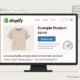Stilvoll gestalteter Shopify-Shop auf großem Bildschirm mit strukturierten Produktseiten und technischen SEO-Elementen im Hintergrund