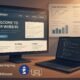 Moderne, technisch hochentwickelte Firmenwebseite mit Entwickler am Code-Editor, Whiteboard mit Performance-Diagrammen und Tools wie Lighthouse im Vordergrund, symbolisiert Schnelligkeit, Sicherheit und technisches Know-how