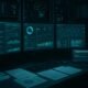 Ansicht eines technischen High-Tech-Workplaces mit Monitoren, Serverracks, Kabeln und Diagnose-Tools im professionellen Umfeld.
