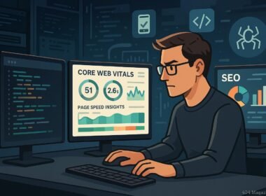 Moderner Arbeitsplatz mit Monitoren, Servern und Code-Analysen für technische SEO-Bemühungen