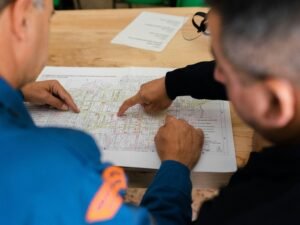 Eine Person verfasst handschriftliche Notizen auf einem weißen Blatt Papier, Nahaufnahme des Schreibprozesses