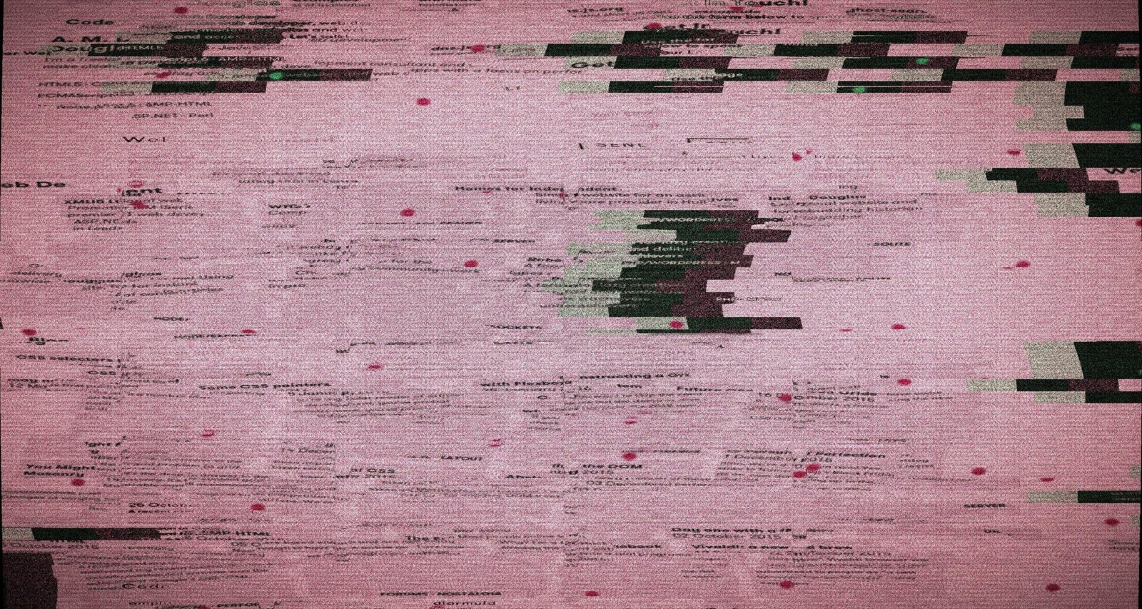 Digitale Störungen mit pinken und grünen Tönen, typisch für Fehlerquellen in digitalen Medien und Technologien