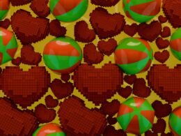 Weihnachtliches Muster mit verschiedenen Herzen und Kugeln auf hellem Hintergrund, als Symbol für festliche Themen