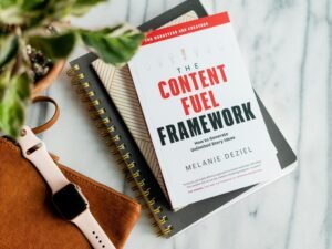 Ein weißes und ein rotes Buch liegen nebeneinander auf einer weißen Tischoberfläche, minimalistische Szene.