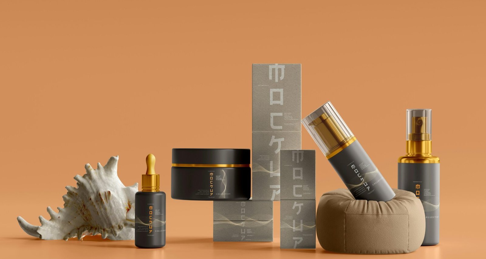 Zwei schwarze Tuben mit goldenen Akzenten stehend nebeneinander auf hellem Hintergrund, geeignet für Produktfotografie-Artikel.