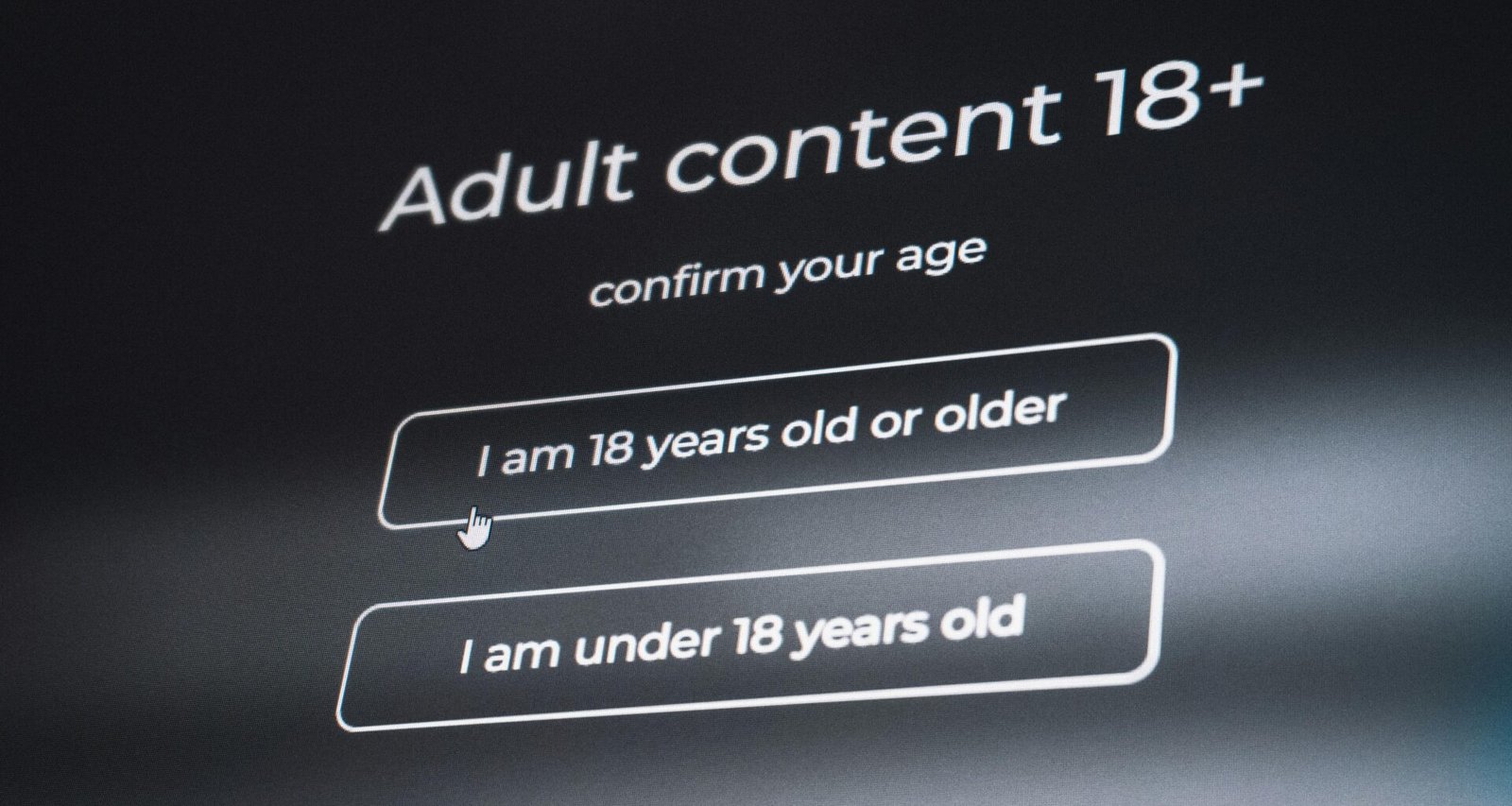 Hinweisfenster zur Altersüberprüfung mit der Aufforderung, das Mindestalter von 18 Jahren für Erwachsenen-Inhalte zu bestätigen
