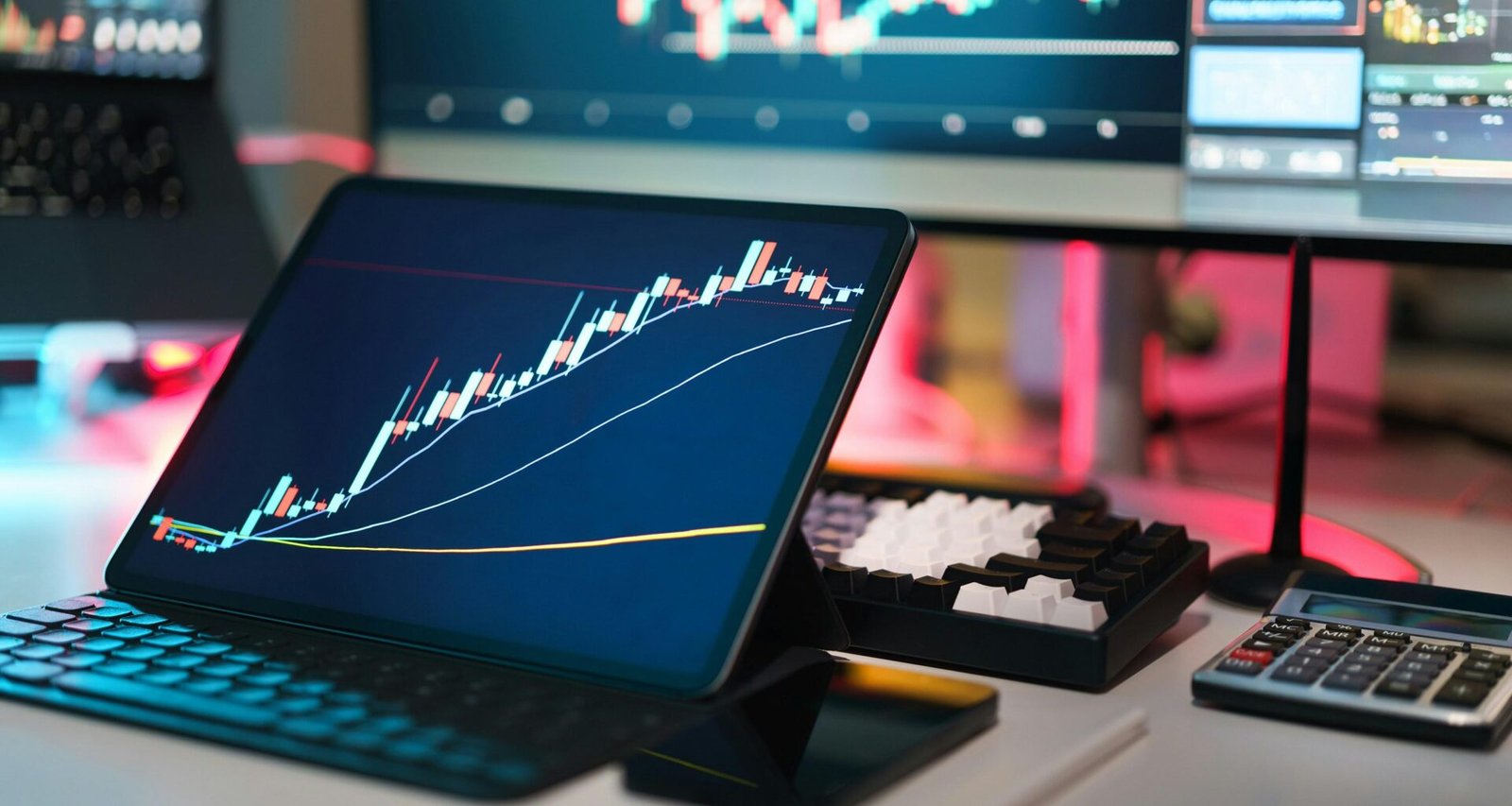 Laptop Computer auf einem modernen Schreibtisch, ideal für Arbeit oder Online Marketing im Büro oder Homeoffice.