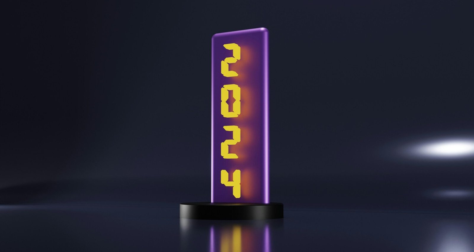 Lila Schild mit gelben Ziffern auf dunklem Hintergrund, fotografiert von BoliviaInteligente, geeignet für Themen rund um Design und Technik