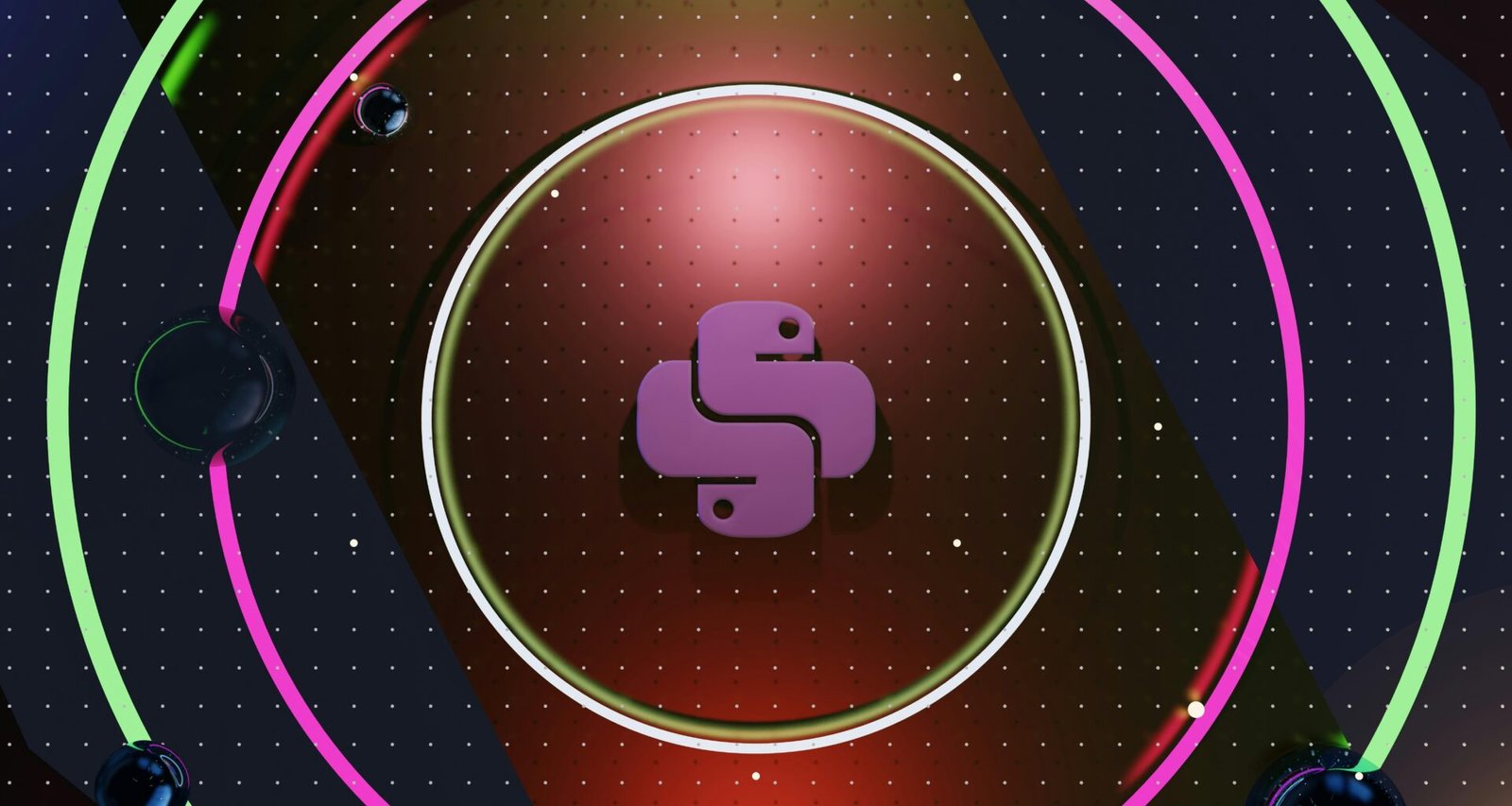 Leuchtender Neon-Kreis mit einer Schlange als modernes grafisches Element auf dunklem Hintergrund