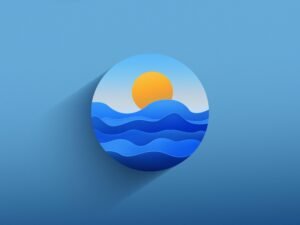 Papierausschnitt mit Sonnenuntergang über Wasser als Symbol für kreative Webdesign-Inspirationen