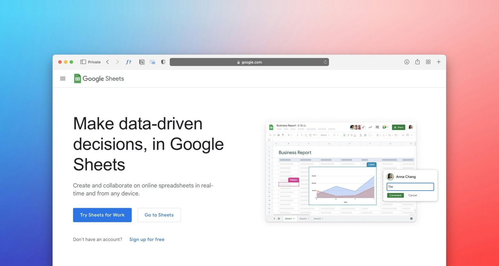 Screenshot einer Webseite mit dem Text 'make data driven decision' als Beispiel für datenbasierte Entscheidungsfindung
