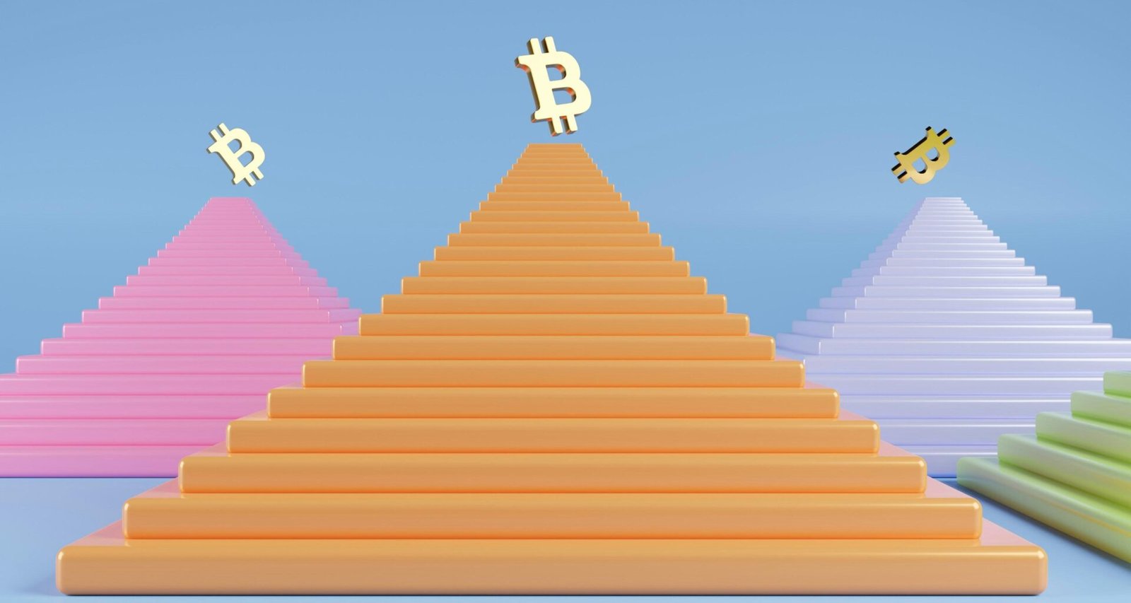 Illustration einer Cartoon-Pyramide auf weißem Hintergrund, ideal für Beiträge zu digitalen Konzepten und Marketingstrategien.