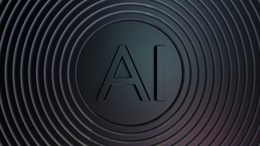 Abbildung von konzentrischen Kreisen mit einem AI-Logo in der Mitte, ideal zur Visualisierung von künstlicher Intelligenz