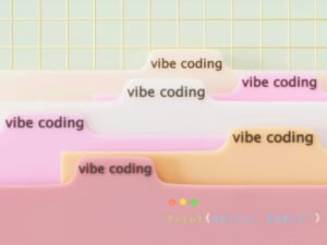 Screenshot einer Entwicklerumgebung mit Tabs ‚vibe coding‘ und sichtbarem Code im unteren Bereich, symbolisch für Softwareentwicklung.